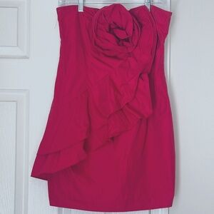 Pearl By Georgina Chapman of Marchesa Red Rosette Formal Cocktail Dress Size 12